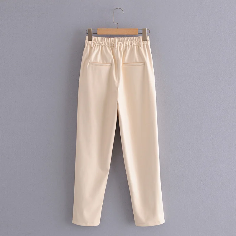 

2021 New Fashion Autumn Winter Women High Waist Black Faux Leather Pants Lady PU Loose Pencil Trousers Elegant Pocket Streetwear