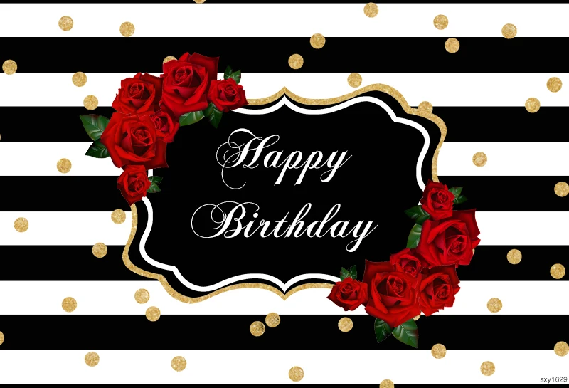 Sensfun день рождения белый и черный полосатый фон золотые блестящие точки Красная