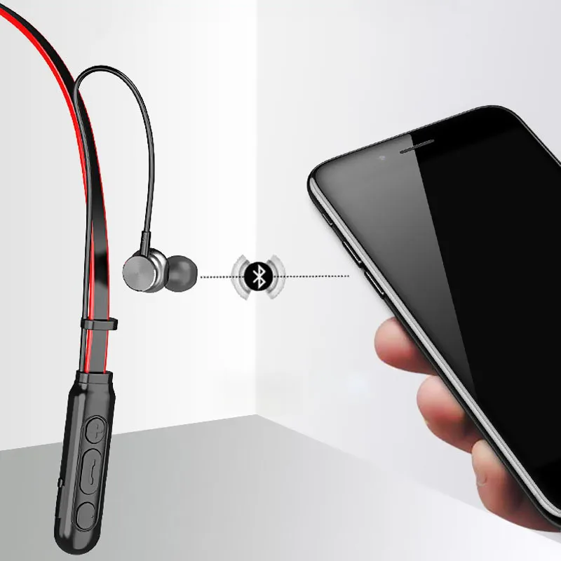 Спортивные шейные магнитные беспроводные Bluetooth наушники стерео спортивные