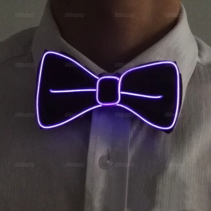 purple bow Танцор джаза сувениры проволочная светящаяся полоска Кепка джентльмена привлекательная сумасшедшая Светодиодная лента неоновая шляпа как вечерние подарки на Рождество - Цвет: purple bow