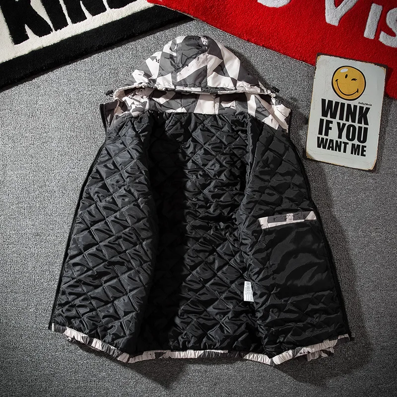 Lovers Winter New Style Plus Cotton Jacket Tooling Harajuku Style Male Female Youth Student Camouflage Hooded Winter Clothes