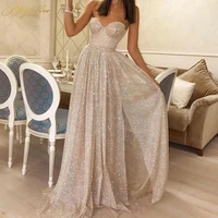 glitter sequin wedding dresses strapless side slit bride dress sweetheart shiny wedding gown bridal dress 2021 ivory