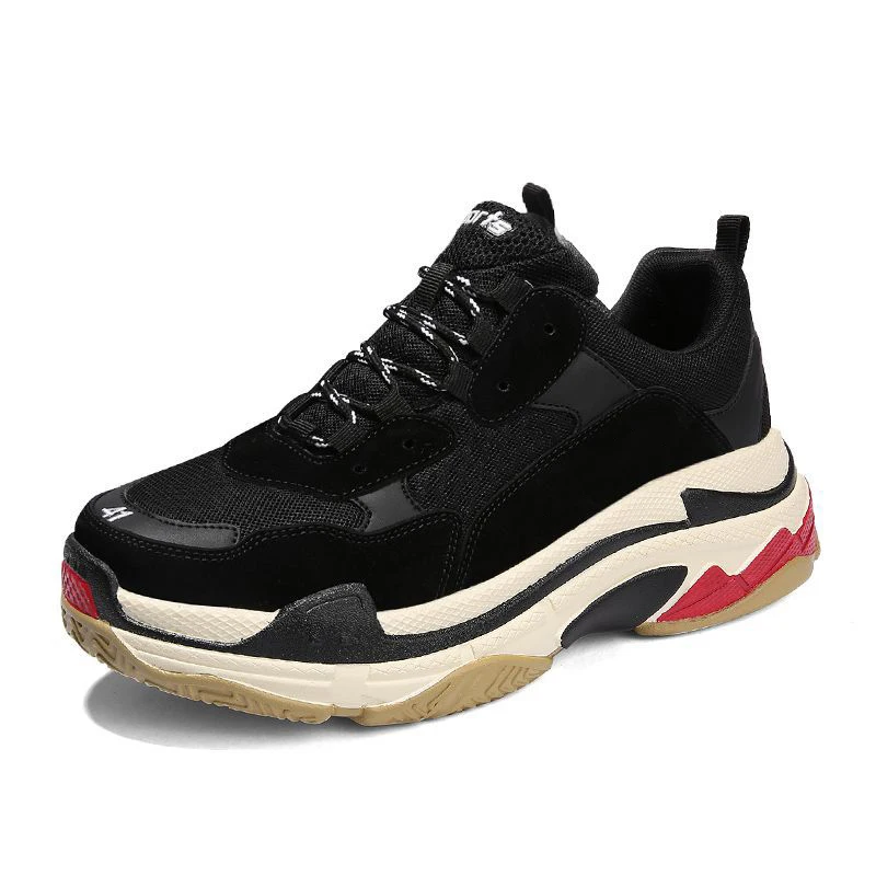 New sports shoes fashion wild tide shoes large size men's thick sole casual running shoes - Цвет: 7551BLACK