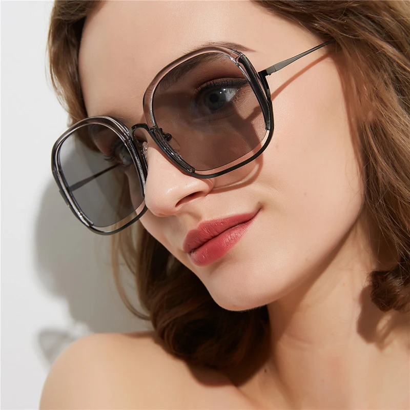 Солнечные очки в полуоправе женские квадратные солнцезащитные аксессуары без