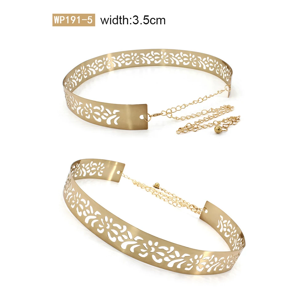 

Women Eye Catching Chain Decorations Metal Casual Waistband Solid Stretchy All Suit Wide Side Belt Elegant Coat Dress Fashion