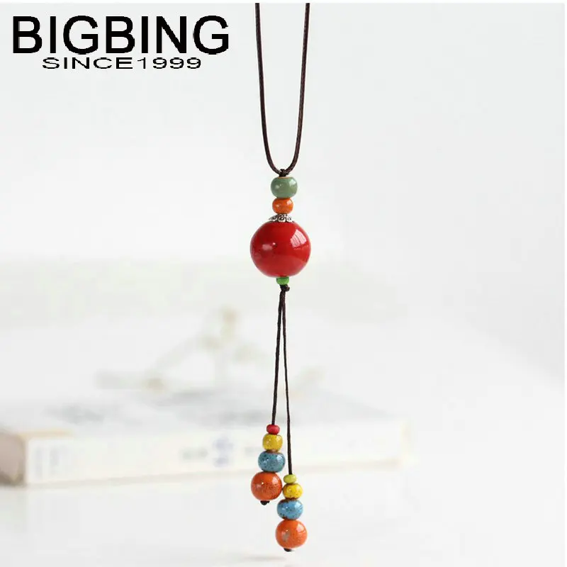 C014 BIGBING модные ювелирные изделия ручной вязки керамический кулон ожерелье