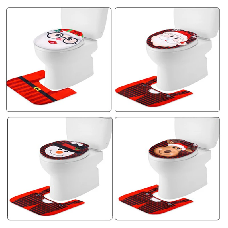 2 шт./компл. Рождественское украшение Санты чехол для унитаза коврик ванной