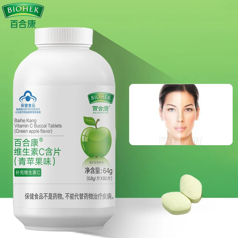Pastillas de vitamina C 100% Natural de alta calidad, suplemento para el cuidado blanqueador de la piel, elimina el acné, antienvejecimiento, antiarrugas