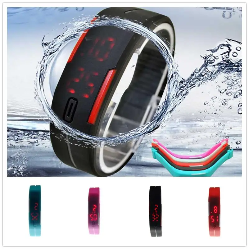 Модные светодиодные часы для женщин цифровые креативные с силиконовым сенсорным