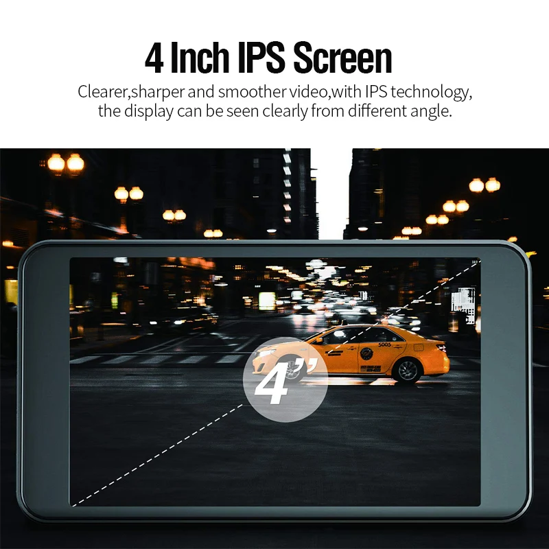 Car Dash Camera 4 Inch IPS Screen Full HD 170 Degree Driver Recorder Safety Guard Dashboard Cam Vehicle | Автомобили и мотоциклы