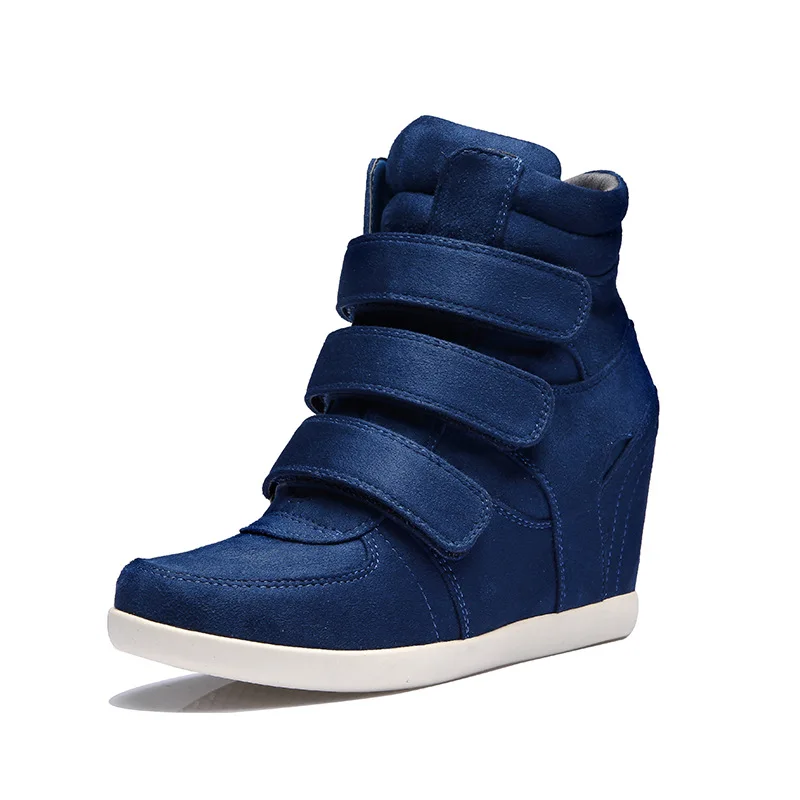 Кроссовки женские на платформе дизайнерские липучке повседневная замша обувь