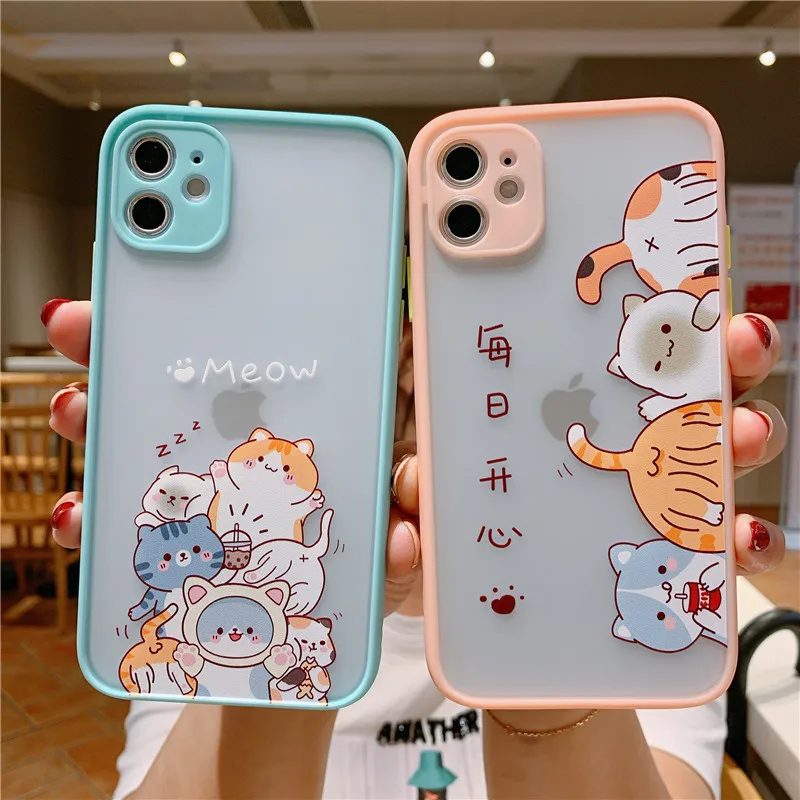 

Candy Color Frame Shockproof Cartoon Case For iphone 12 Pro 11 Pro Max XS Max XR 7 8 Plus Clear TPU+PC Protective Phone Case