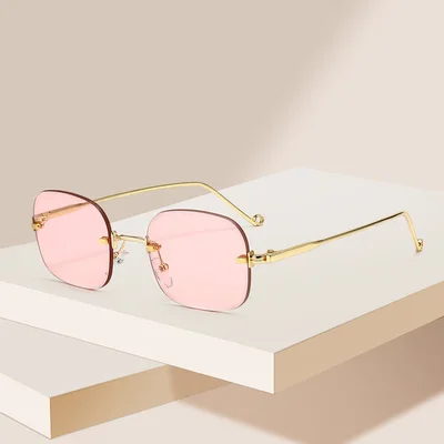 

Rimless Sunglasses For Men And Women New Fashion Sunglasses Square Frame Sunshade Mirror Leisure Street Shooting 2021 Style