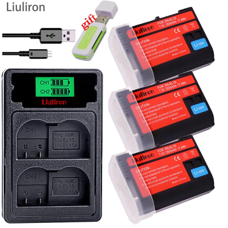 Bateria EN EL15 EN-EL15A ENEL15 EN-EL15 Батарея пакет для Nikon D500 D600, D610 D750 D7000 D7100 D7200 D800 D800E D810 D810A& 1 v1