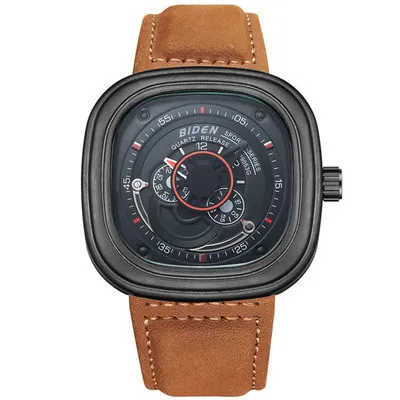 2020 роскошные квадратные мужские кварцевые наручные часы из натуральной кожи