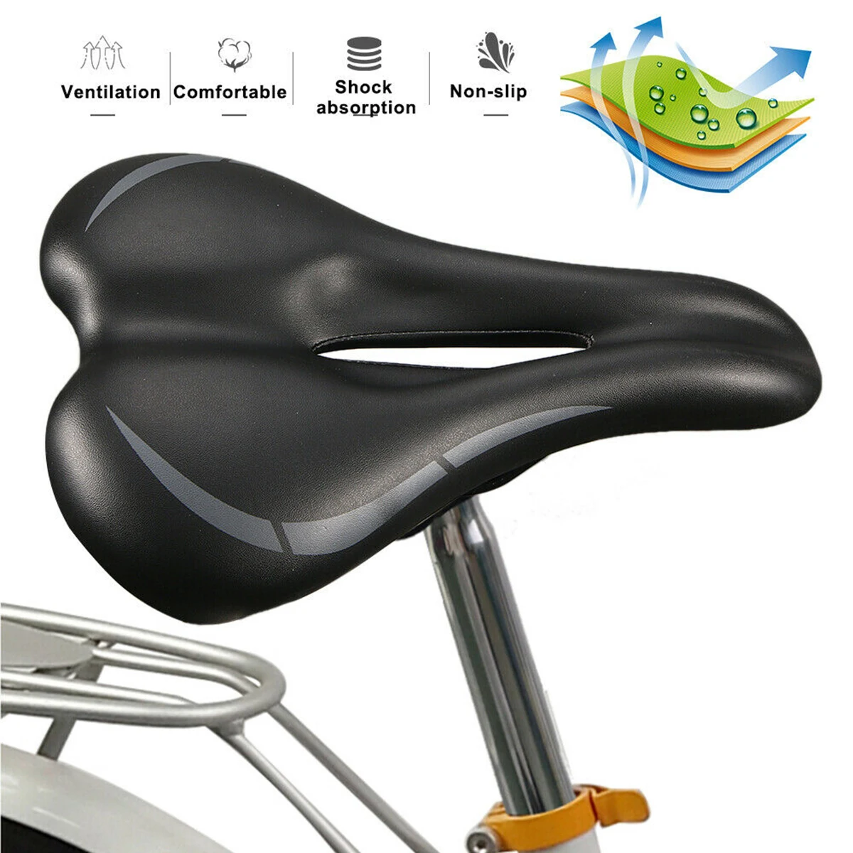 

Bicycle Saddle Seat Saddle Wide Comfort Soft Cushion Bike Seat Men Padded Saddle For Bike Pu Leather Bicycle Saddle
