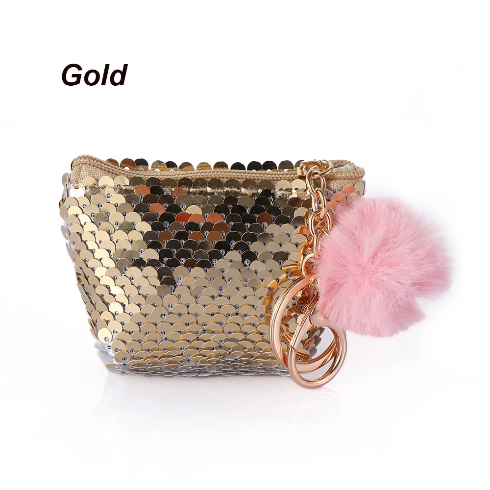 gold Модный мини-кошелек с блестками на застежке, клатч, Портативный Женский кошелек с блестками, кошельки для монет, сумки, держатель для карт, ключей, сумки для наушников - Цвет: gold