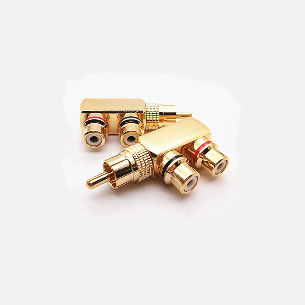 

1 RCA Male To 2 RCA Female AV Audio Video Adapter Plug Splitter Converter Connector Gold Plated For Best Signal Transfer