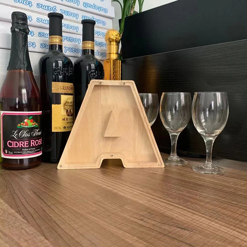 Креативная деревянная Копилка в форме букв простой стиль прозрачная стеклянная