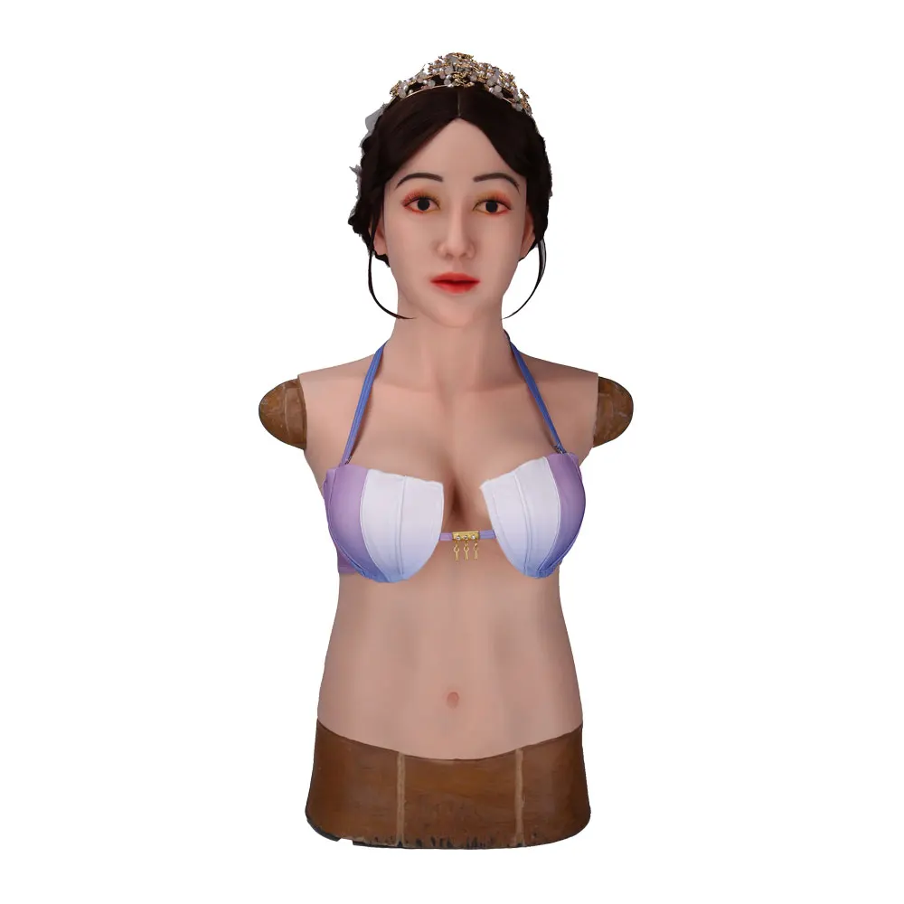 

CDE Cup Realistic Female Face Fake Masks Latex Artificial Silicone Breast Forms For Crossdresser Msaquerade Transgender Shemale