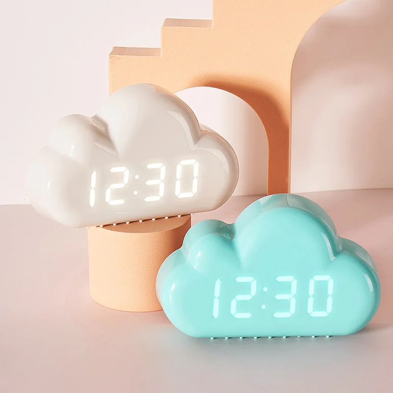 

Креативные светодиодные часы с облачным звуковым управлением, прикроватный Повтор сигнала, маленький будильник, светящиеся электронные ча...