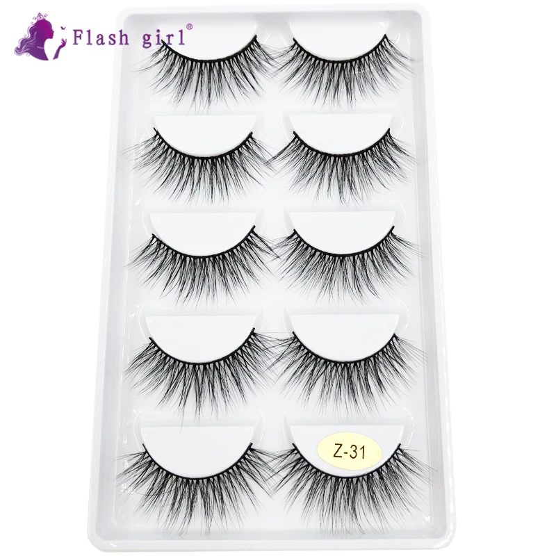 

Flash girl the newest Z-31 series handmade mink eyelashes wholesale 5pairs faux mink Eyelashes Manufacturers