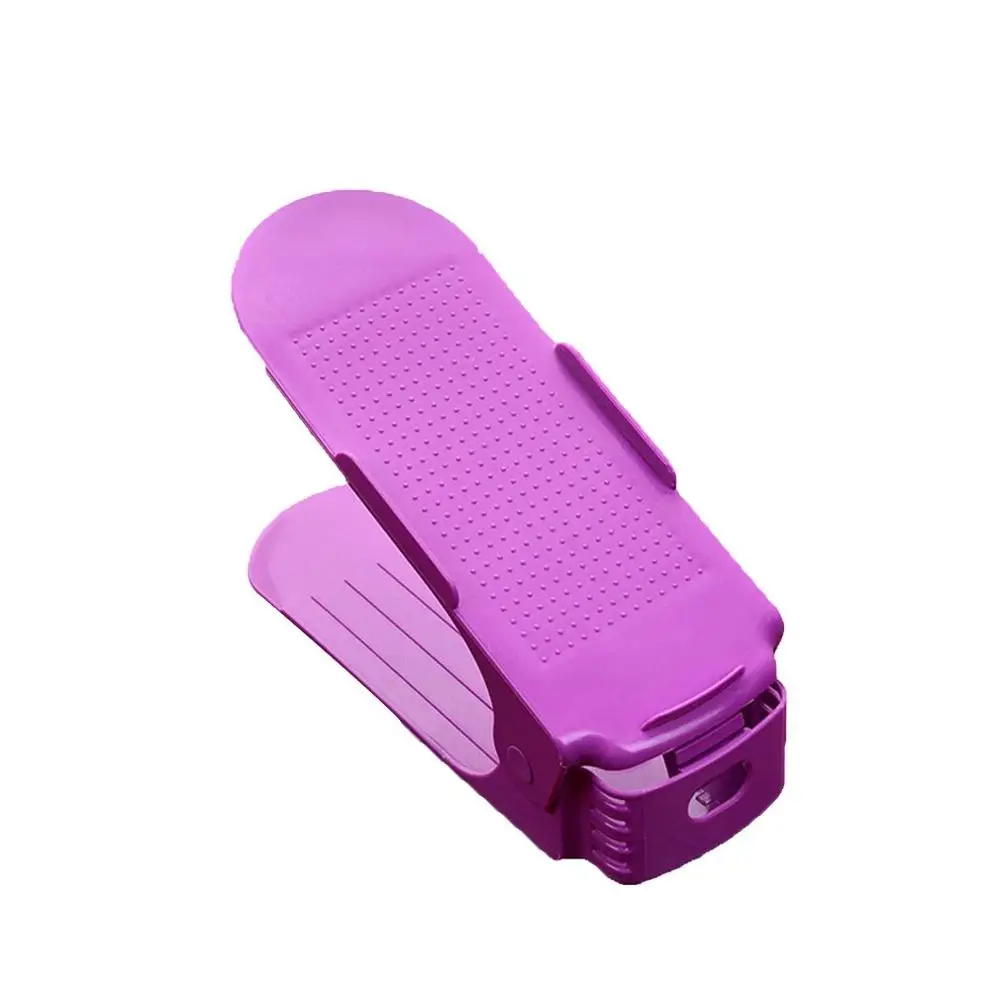 purple Вешалка для обуви для хранения, цельная стойка для обуви, регулируемый Простой пластиковый двухслойный контейнер для хранения обуви - Цвет: purple