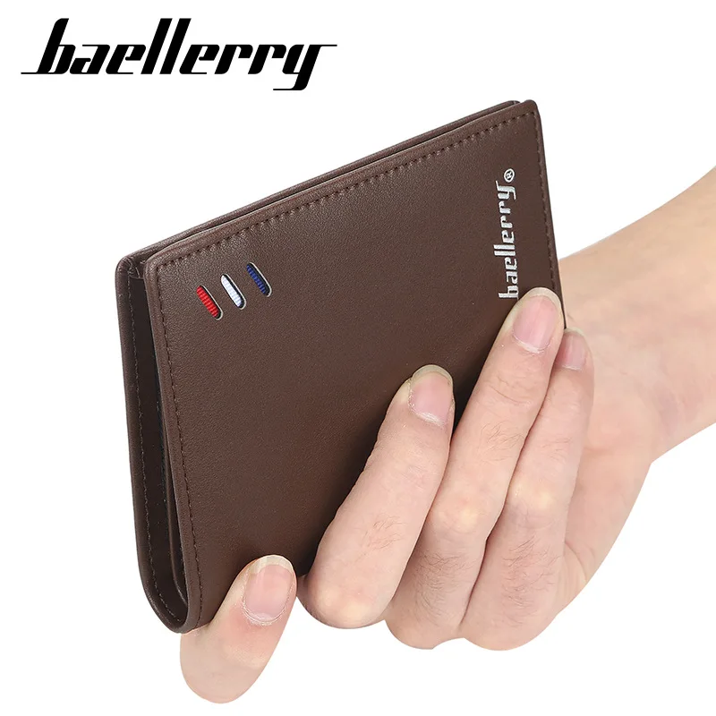 

baellerry Men Short Wallet Mini Card Holder Small Money Bag Coin Pocket Business Purse for Male Boy Soft Leather Wallet carteras