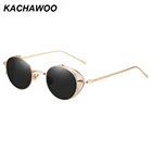 Солнцезащитные очки Kachawoo в стиле стимпанк для мужчин и женщин, винтажные аксессуары в круглой металлической оправе с боковым покрытием, с прорезями, uv400, подарок на день рождения
