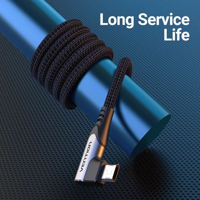 vention micro usb cable 3a 90 degree fast charge data cable for xiaomi remdi samsung android mobile phone usb charger cable cord free global shipping