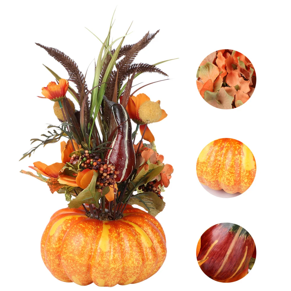 

1Pc Desktop Pumpkin Potted Flowers Furnishings Decoration Orange