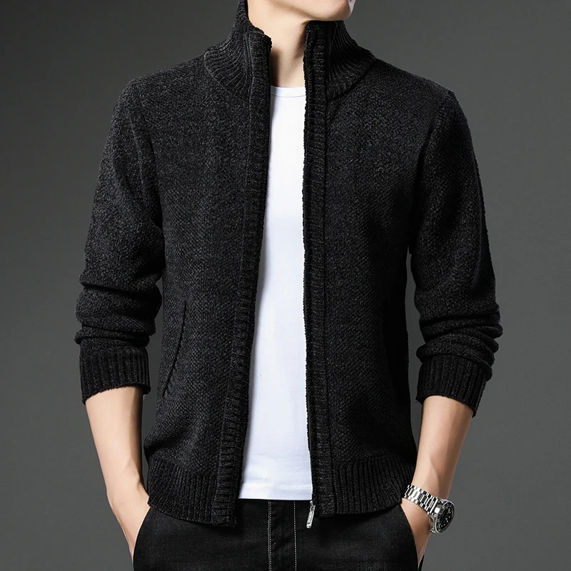 Men's Casual handsome Zipper Cardigan fleece  Jumper Warm fall/winter Cashmere Sweaters Knitted Coat Trend Harajuku youth Jacket