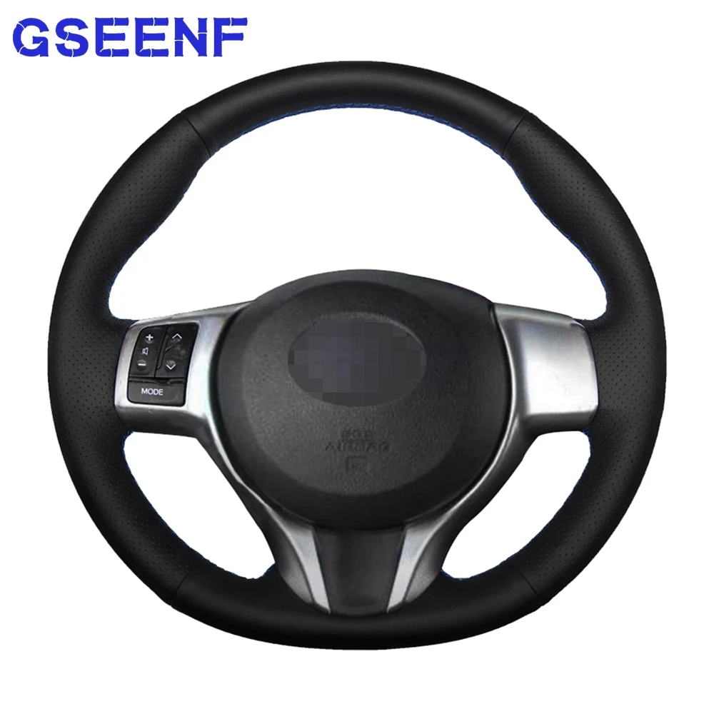 

DIY чехол рулевого колеса автомобиля из натуральной кожи черного цвета для Toyota Yaris/Verso S/Vitz Ractis 2010-2016 Subaru Trezia