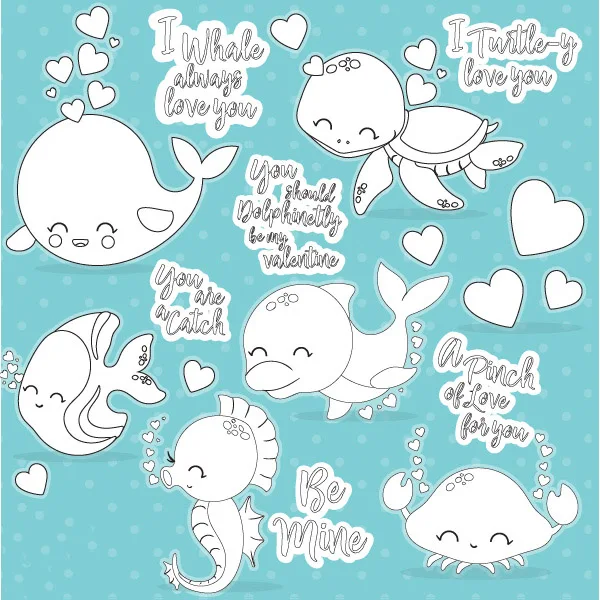 Прозрачный штамп I whale always love you для скрапбукинга/создания открыток/детских