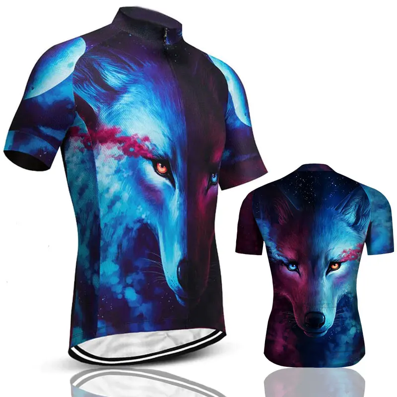 

3D Wolf Print Men Cycling Shirts Short Sleeve Motocross Jersey Bicycle MTB Bike Tops Clothing Bike Wear Ropa Ciclismo Breathable