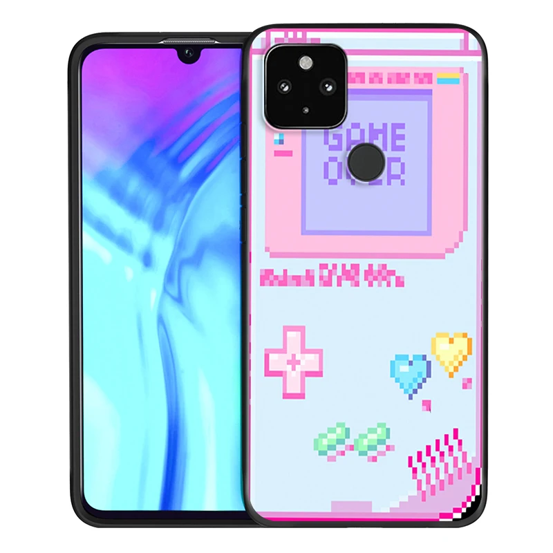 

Art Pixel Aesthetic Shockproof Cover for Google Pixel 5 4 4a XL 5G Black TPU Soft Phone Case