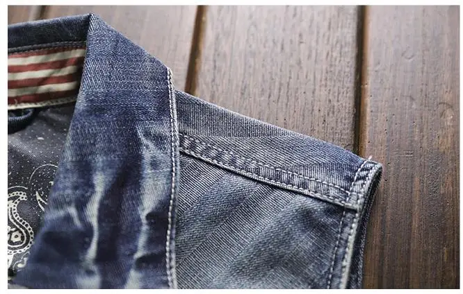 Men Slim Vintage Style Biker Motorcycle Denim Vest Multi Pocket Single Breasted Turn Down Collar High Quality | Мужская одежда