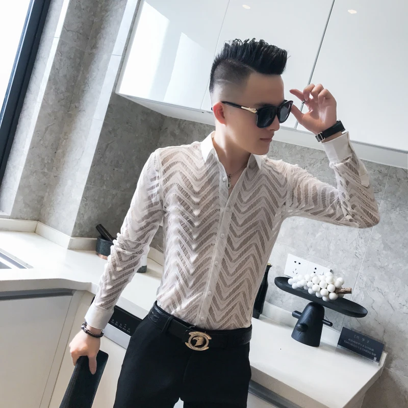 Рубашка Camisa hombre, простроченная полосатая рубашка, прозрачная рубашка для мужчин, Chemise Homme Marque, роскошная летняя рубашка с короткими рукавами