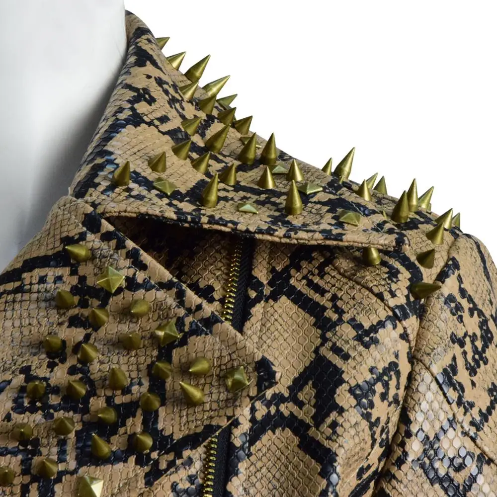 

Cossky Cheetah Leopard Rivet PU Jacket Skirt Women Cosplay Costume