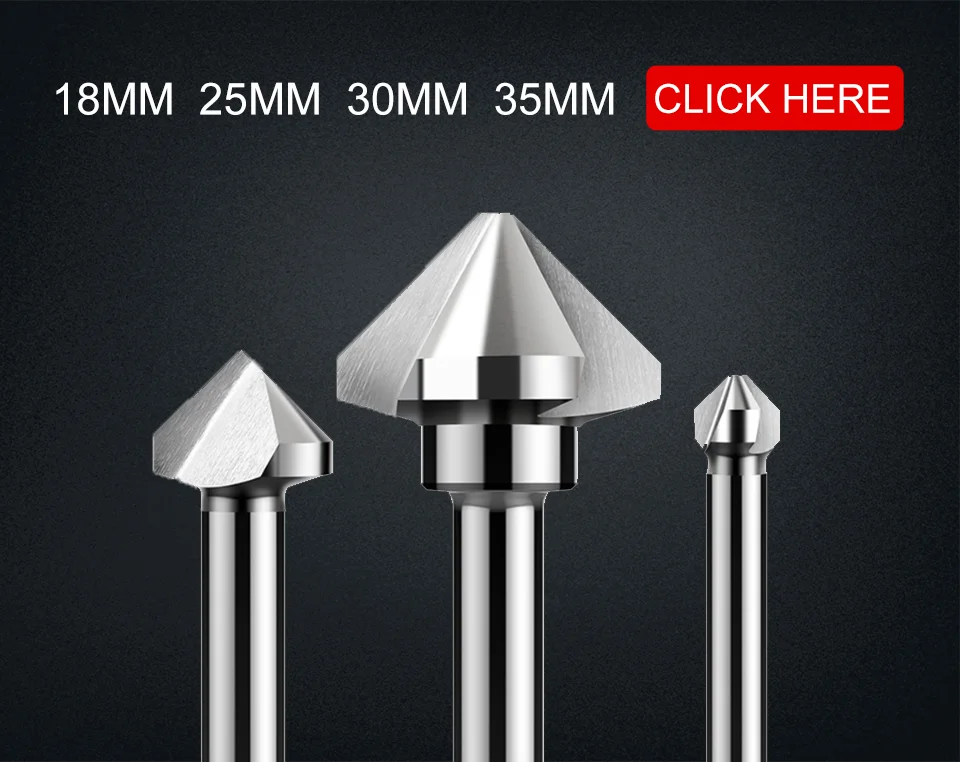 BUY4GET5 UCHEER 3 Флейта 90 градусов HSS Зенковка фаски слишком Дерево Сталь фаска резак Электроинструмент 4,5 до 50 мм