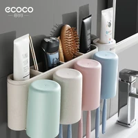 ecoco couples mouthwash cup dustproof toothbrush shelf toothpaste storage wall mounted toiletries holder bathroom accessories
