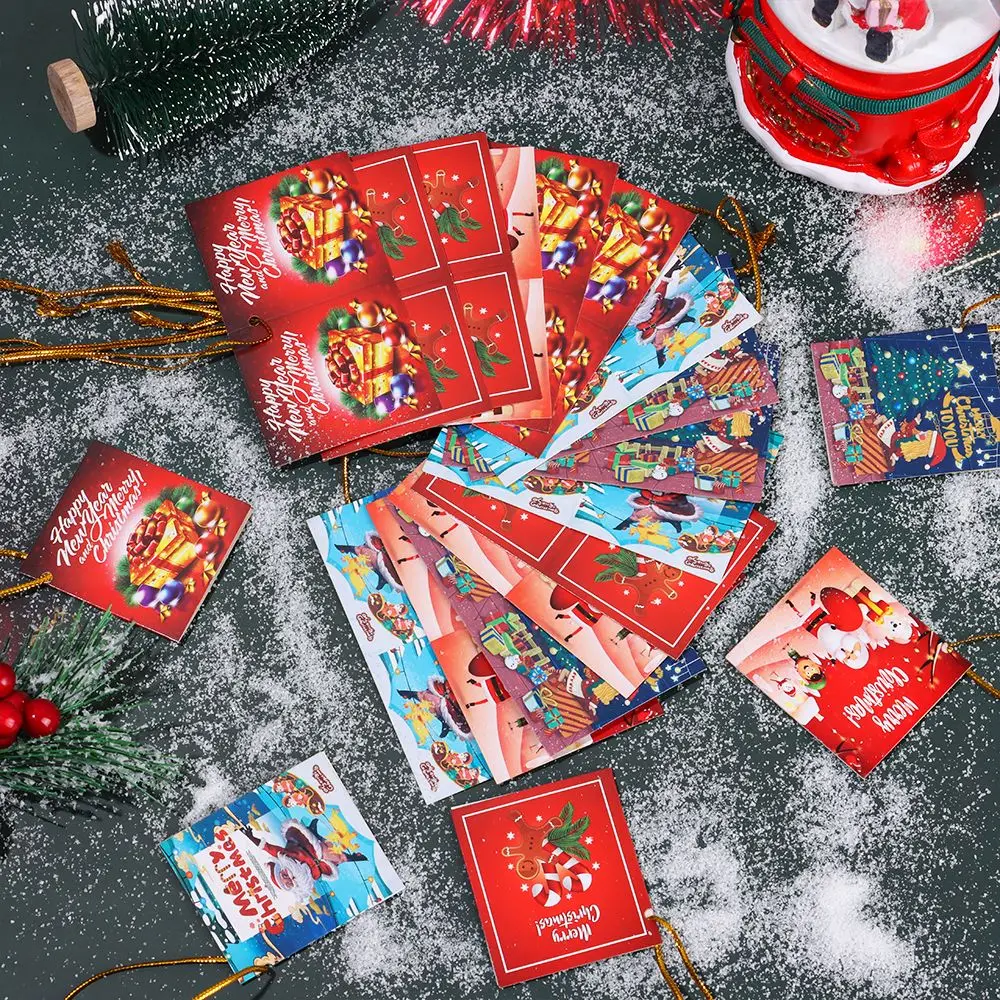 

Mixed Pattern Festival Favors Christmas Ornaments Xmas Tree Decoration Hanging Greeting Cards Blessing Message Postcard