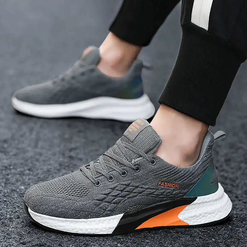 

Кроссовки мужские сетчатые на толстой нескользящей подошве, Повседневные Удобные сникерсы с низким верхом, дышащие, для улицы, 66E