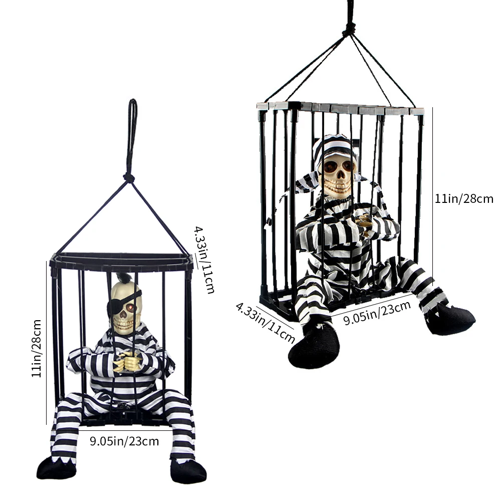 

Halloween Prison Hanging Ghost Voice-Control Prisoner Halloween Decoration Hanging Ghost With Light Sound Function Halloween