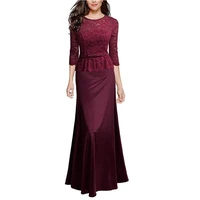 women sexy high quality lace special occasion peplum floor length dinner evening party maxi long dresses