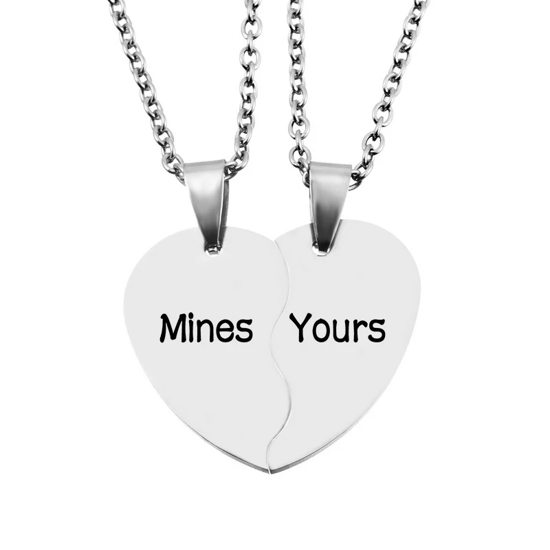 2 шт. резные ожерелья и подвески из нержавеющей стали с буквами полусердечком