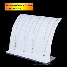 Hot Sale White Acrylic Necklace Display Stand Jewelry Holder Pendant Showcase Necklace Organizer Shelf Removable