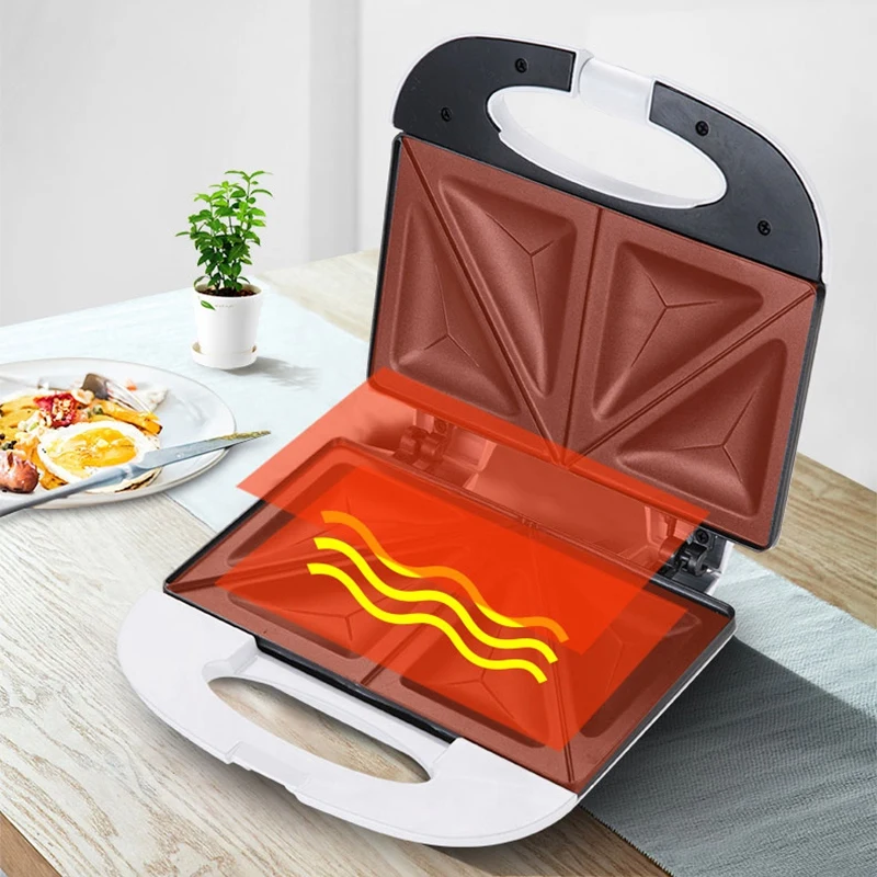 Домашний автоматический тостер с двойным обогревом 750 Вт для завтрака сэндвич