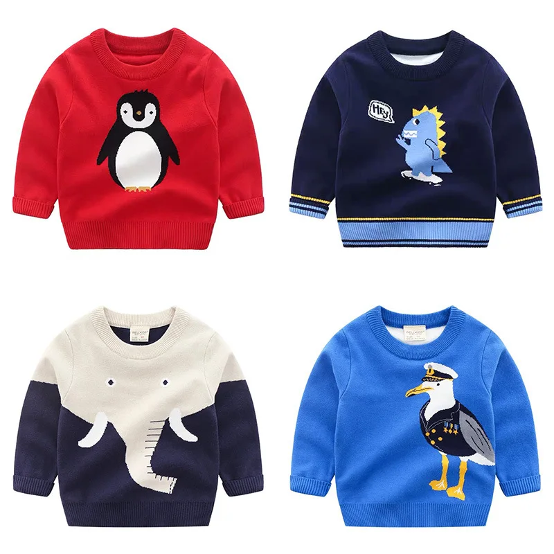 

2020 kids Knitted Sweater Thickened Boys Cartoon Pullover Tops Toddler Boy Winter Clothes Leisure Sports Children Outwear