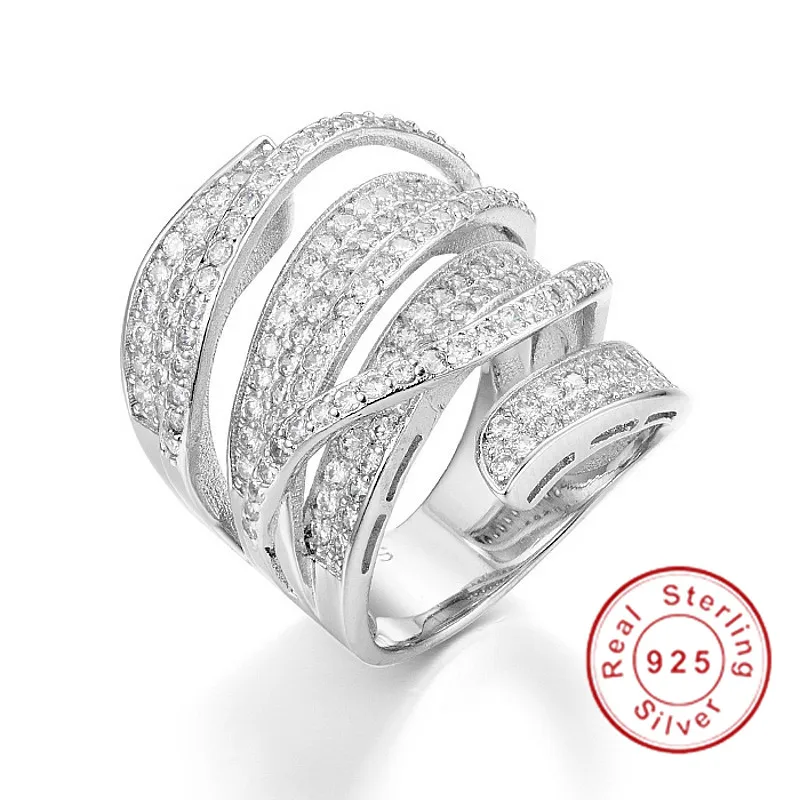 Яркое кольцо на палец уникальное в форме стерлингового серебра 925 пробы